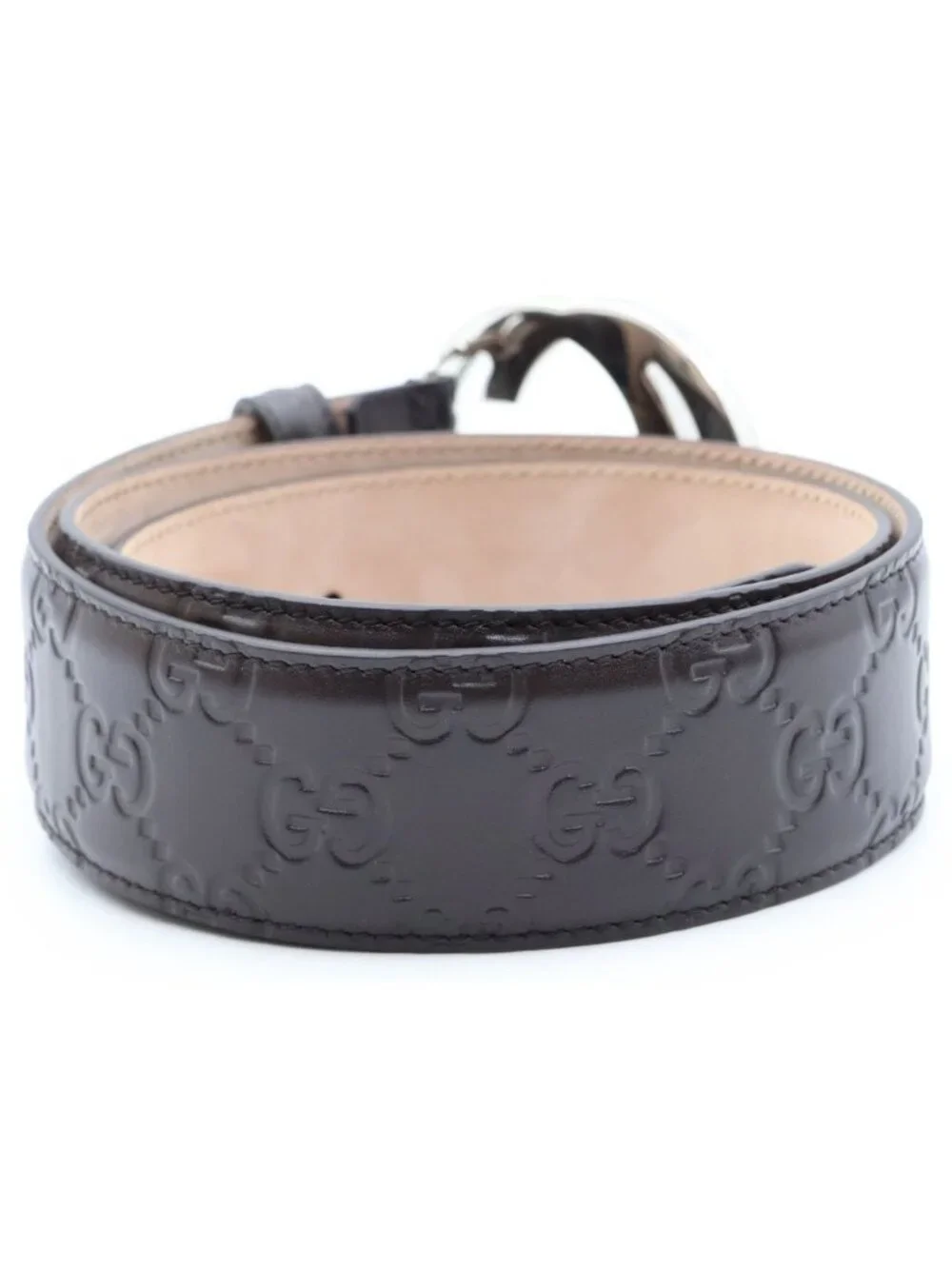 Gucci Guccissima Interlocking G Belt Brown Leather
